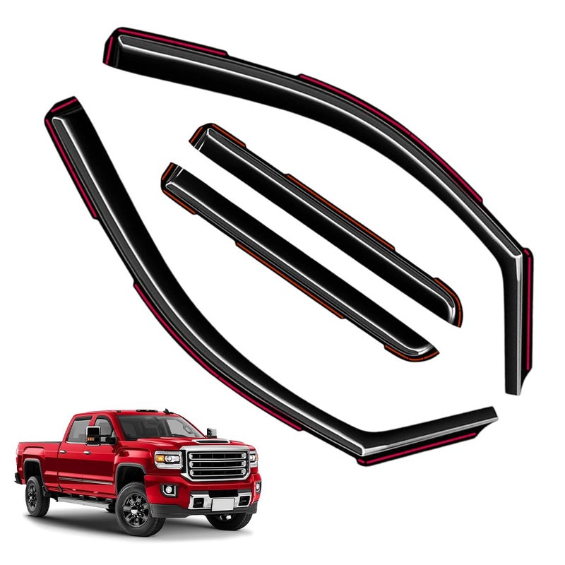 inChannel Window Visors Rain Guards FIT Chevy SilveradoGMC Sierra 1500 Crew Cab 20142018SilveradoSierra 2500HD3500HD Crew Cab 20152019 20142019  inChannel Vent Visors